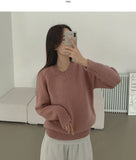 V-Neck Shirring Loose Fit Daily Knit