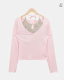 Matan Stripe Halter V-neck Long Sleeve T-shirt Set