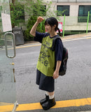 Wans Raglan Color Matching Over Short Sleeve Tee