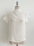 Belloe Half-neck Pleated Short-sleeve T-blouse