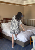 Helpful Summer Toile Short Sleeve Shorts Pajama Set