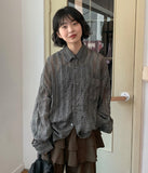 [unisex] Aldeck Summer Seersucker Check Over Shirt