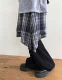 T-L Vintage Check Layered Midi Skirt
