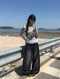 Bulk lace one-off strap short sleeve T-shirt