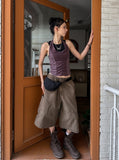 [U-BASIC] Pudding incision round ribbed sleeveless