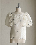 Huilin Ribbon Puff Blouse