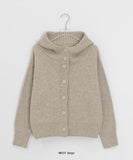 Mihro High Neck Hood Wool Knit Cardigan