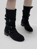 1143 Fold Suede Mid Boots (5cm)