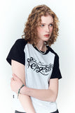 Ribbon Tail Crop Raglan Short Sleeve Tee