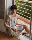 Crinkle Double Pocket Roll-up Check Shirt