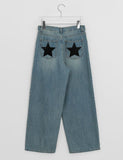Lemmry Star Vintage Washing Denim Wide Pants