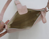 Linta Pink Printed Leather Hobo Baguette Shoulder Bag