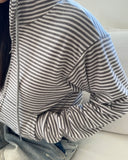 Ien Stripe Crop Hooded Zip-up