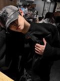 Deep Black Knit Suede Jacket