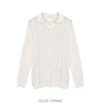 Open collar mesh knit