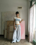 Niku Stripe Frill Banding Wide Pants