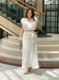 Linda Banding Pleated Maxi Long Skirt