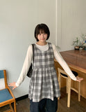 Luct Check Shirring Round Midi One Piece