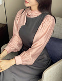 Cobolt Satin Tie Blouse