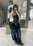 Likee semi-balloon washed denim pants