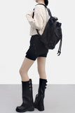 On-Fee Layered Eyelet Biker Pants