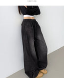 Folding Pin Tuck Hem Snap Balloon Fit Wide Fit Banding Denim Pants