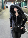 Made Routine Velvet Fur Hood Zip-Up