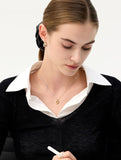 Etreve Silver Note Wave Necklace