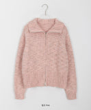 Nubin Mix Color Knit Zip-Up Cardigan