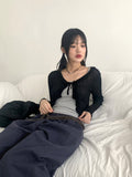 Litu Change of Season Frill Strap See-Through Long Sleeve Cardigan