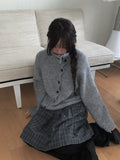 Juke diagonal button high neck knit