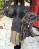 Smin wool mohair fold off-shoulder knit