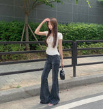 Cooling Hip Padded Low-Rise Stretch Summer Bootcut Denim Pants