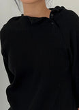 OPEN SHOULDER WAFFLE HOODIE