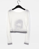 Aesthetics Printed Color Matching See-Through Long Sleeve T-Shirt