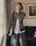 Moment Punching Stripe Knit Cardigan