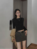 Bestie Low-rise Cotton Skirt (+belt set)