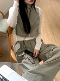 Tabe Shirring Jogger Nylon Vest Pants Set-up Pants
