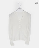 Hapa Button V-Neck Slim Fit Long Sleeve T-Shirt