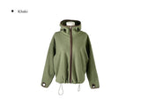 Rihan Color Matching High Neck Hood Fleece Zip-Up