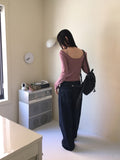 Kinon Back Bijou Point Wide Cotton Pants