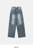 Scale panel wide denim pants