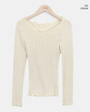 Burin Punched Wavy V-Neck Knit