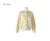 Feature Button Round Wool Knit Cardigan