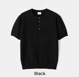 Icy Henley Neck Short Sleeve Knit