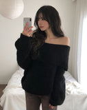Bunny Boucle Off-Shoulder Knit