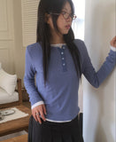 Horse Half Button Ribbed Long Sleeve T-Shirt