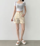 Waterproof Banding Straight Fit Cotton Shorts