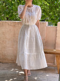 [Two Piece] Hueri Punching Blouse Long Skirt