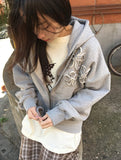 Diane Embroidered Patch Hood Zip-Up
